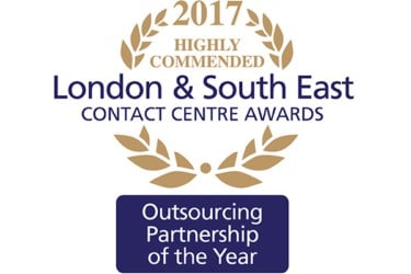 London & South East Contact Centre Awards 2017 - Highly Commended