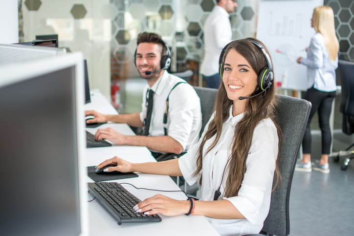 Quick turnaround customer services team working in contact centre